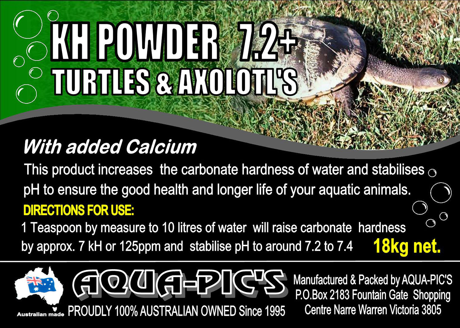 Aqua Pics kH Powder 7.2+ Turtles & Axolotl's - 250g image 1