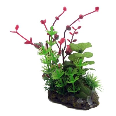 Aqua One Betta Green/Red Plant on Rock image 0